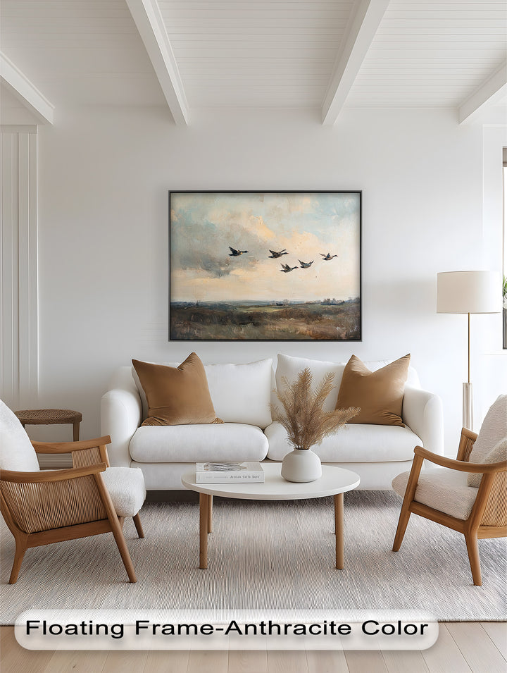 Flight Over the Marshlands – Ducks in Motion Oil Painting