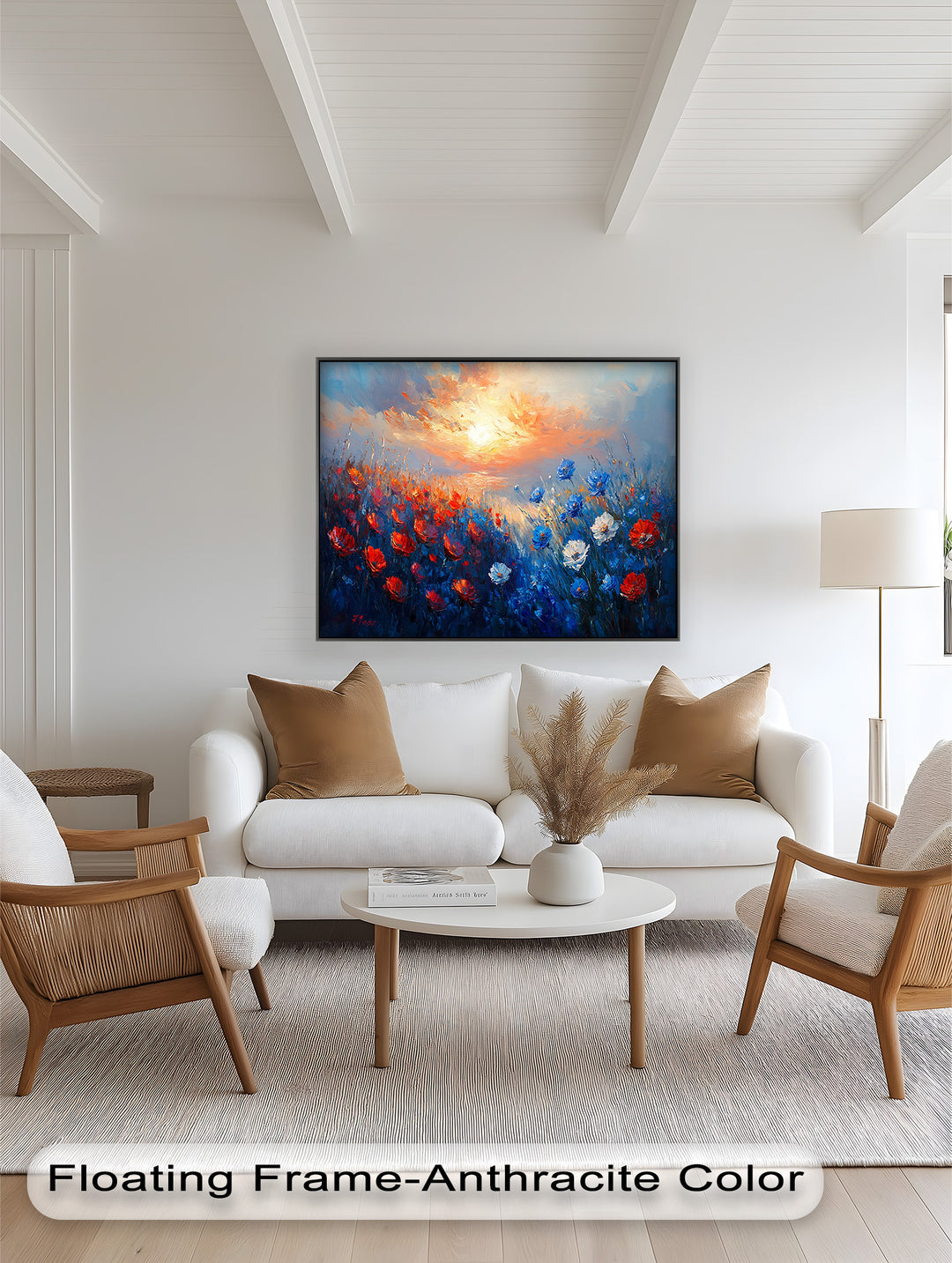 Wildflower Sunset Symphony – Colorful Horizon Flower Oil Painting