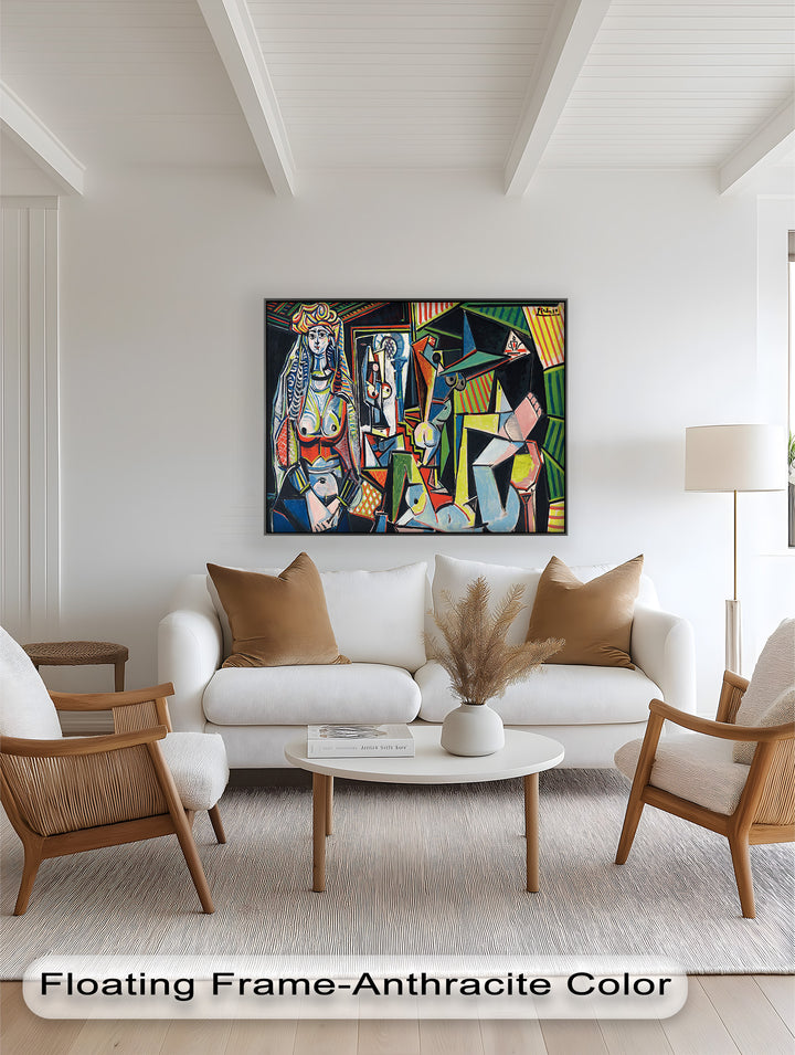The Mirror Within – Bold Cubist Interior Picasso Oil Painting