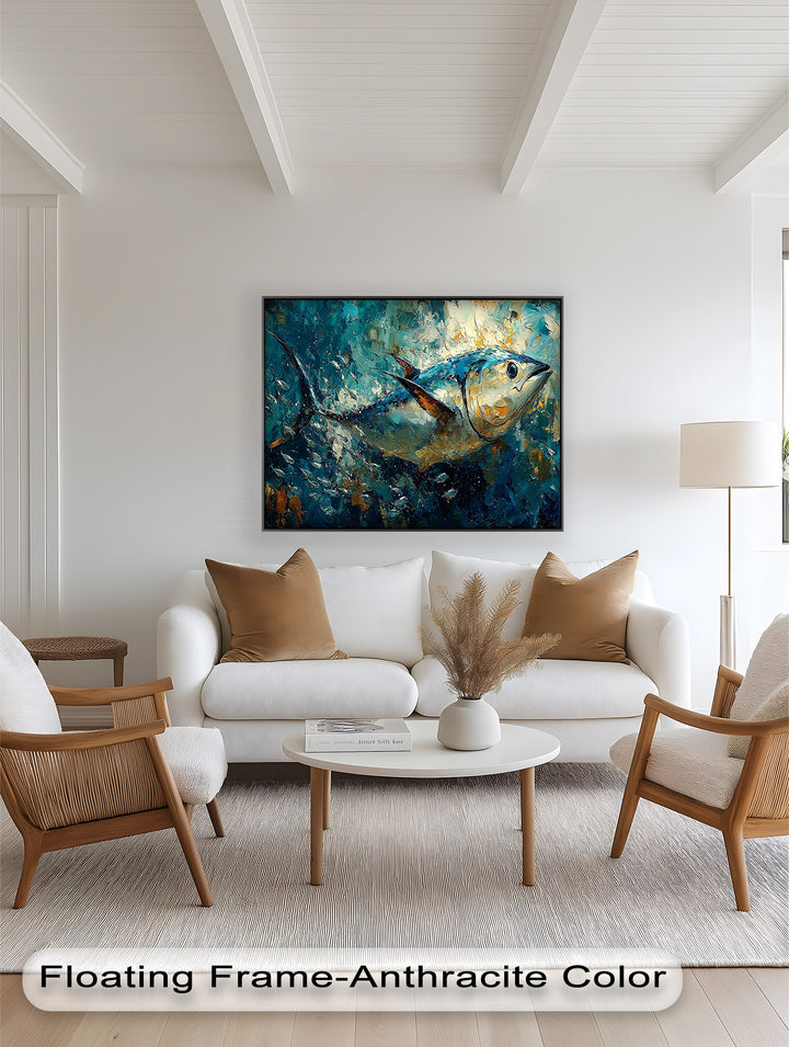 Bluefin Tuna in Ocean Current – Animal Oil Painting