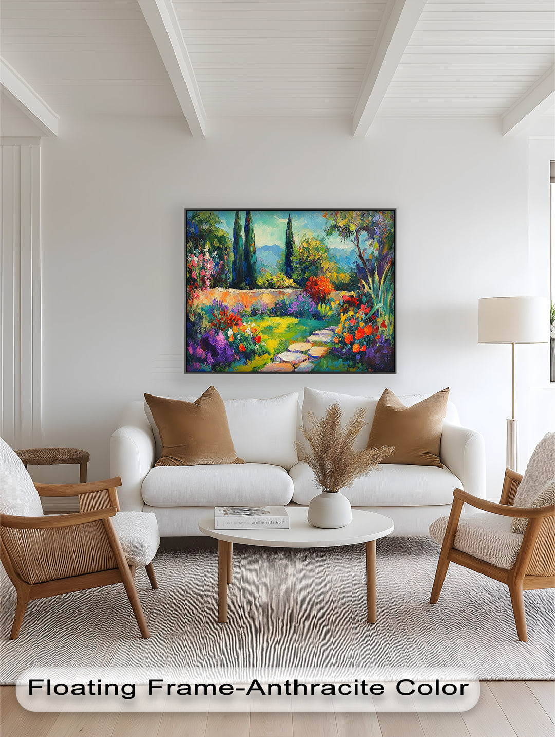 Sunlit Garden Path Oil Painting – Fauvist Outdoor Floral Landscape