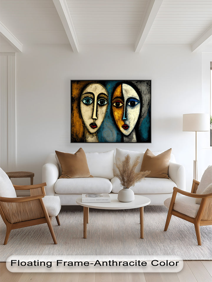 Duality of Gaze – Abstract Expressionist Portrait Picasso Oil Painting