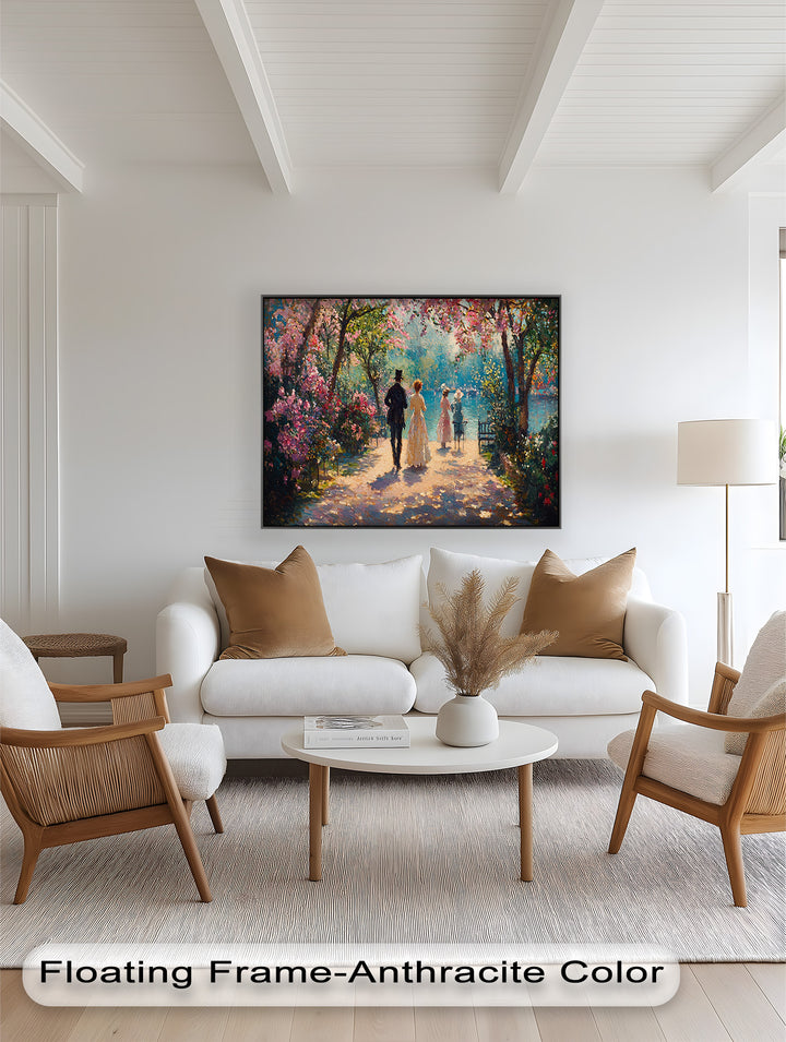 Springtime Promenade – Romantic Garden Path Impressionist Oil Painting
