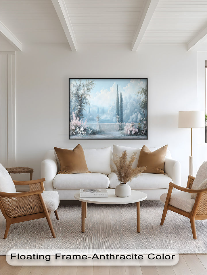 Serene Garden Terrace – Landscape Oil Painting