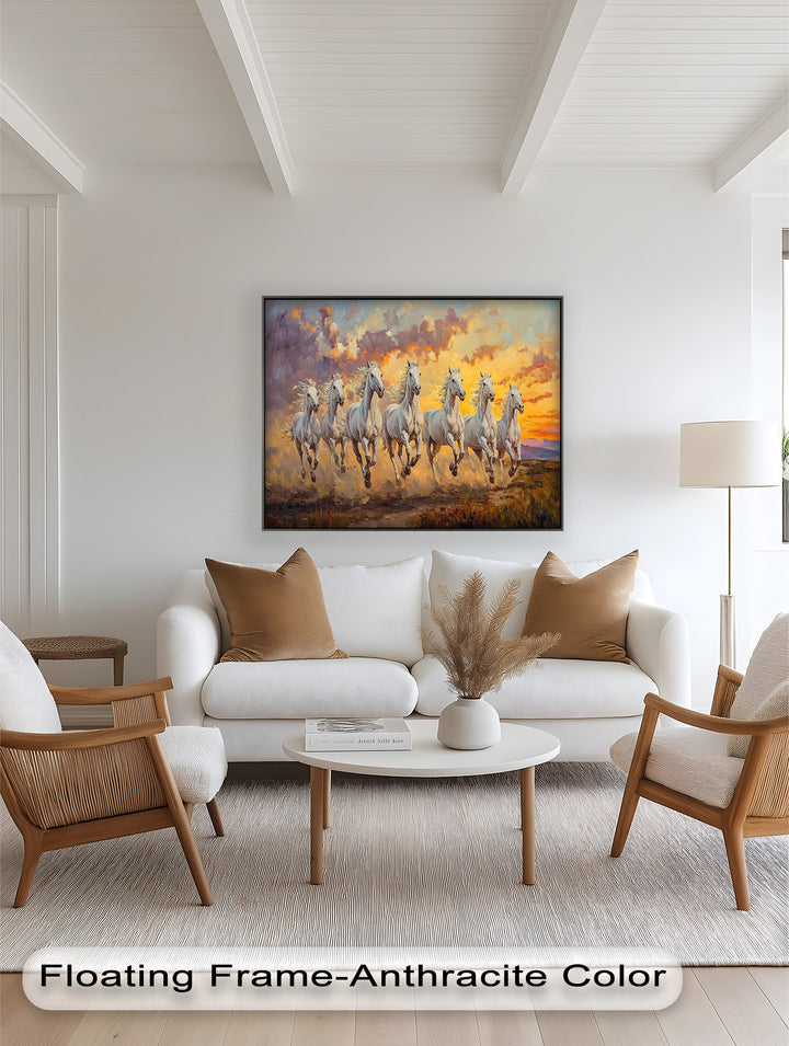 Run with the Sun – White Horses Oil Painting