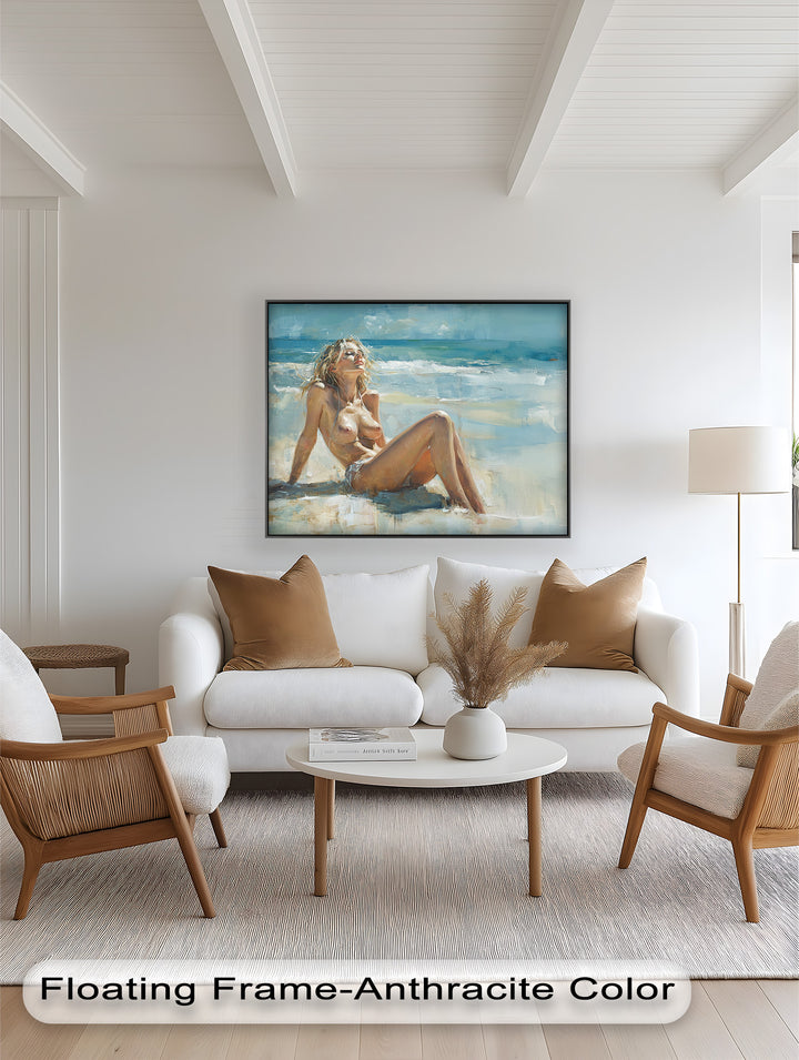 Sun-Kissed Serenity – Beachside Nude Figurative Oil Painting