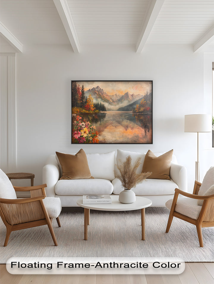 Mountain Lake in Autumn – Serene Seasonal Oil Painting