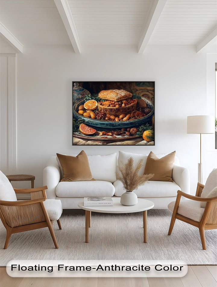 Golden Harvest Table – Ornamentales Festmahl Stillleben Essen Malerei