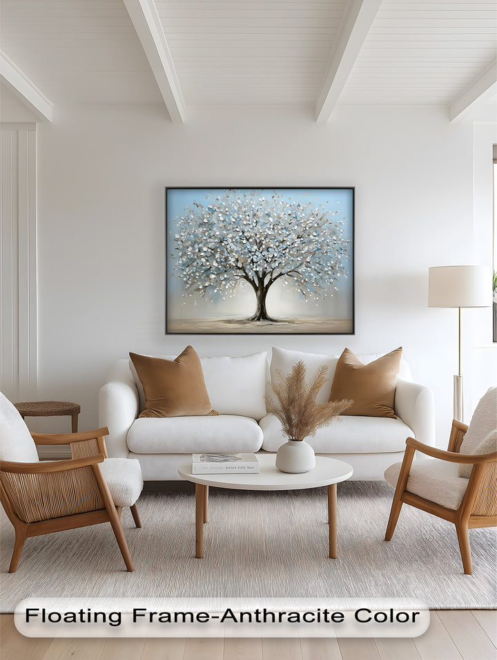 Snowflower Tree – Modern Framed Oil Painting