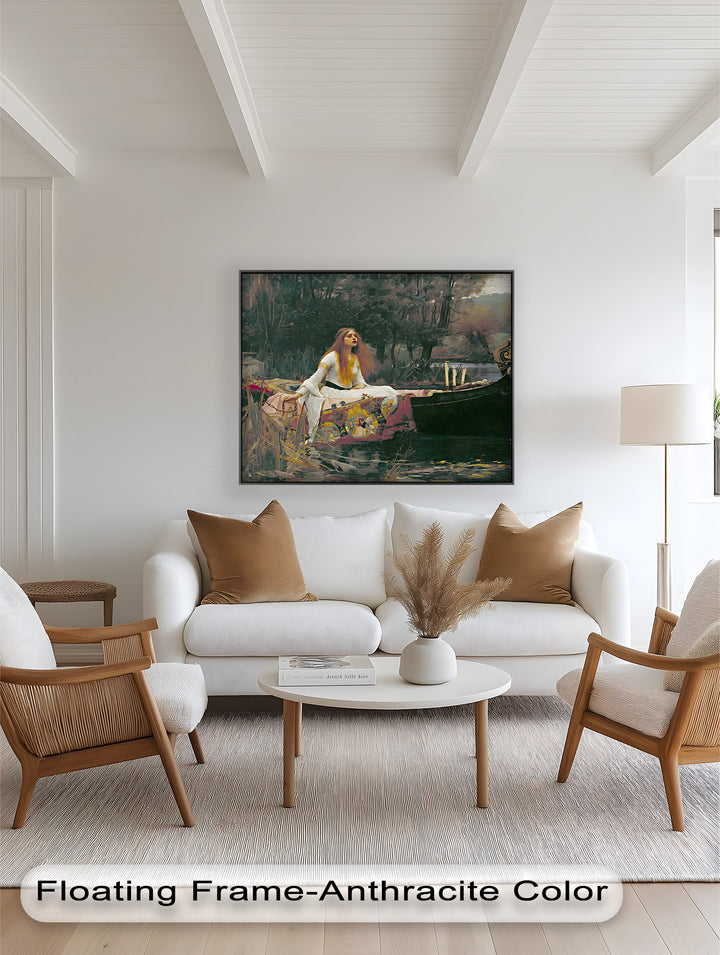 The Lady of Shalott – Romantic River Journey Historic Oil Painting