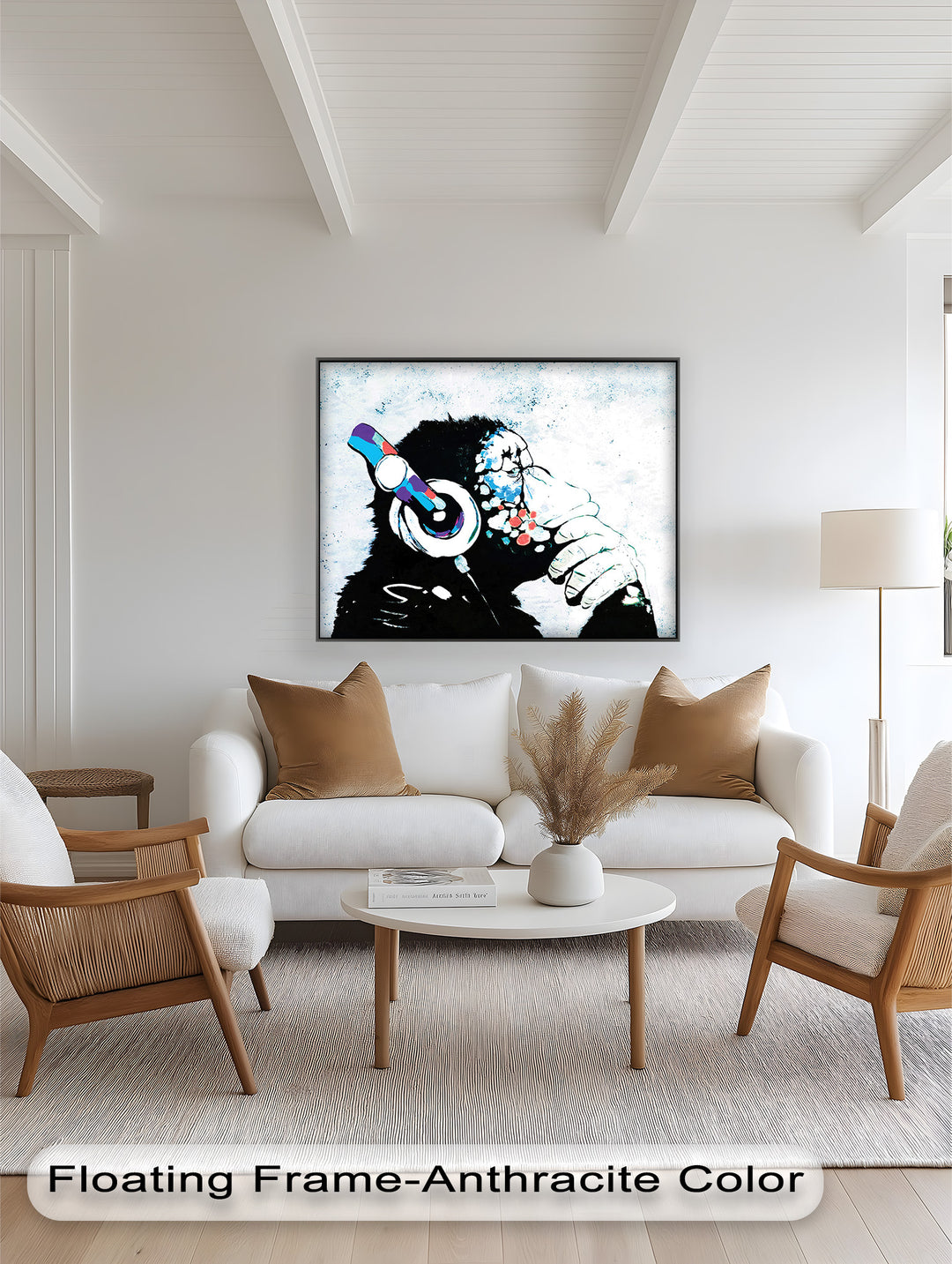 Contemplative Chimp with Headphone – Banksy Oil Painting