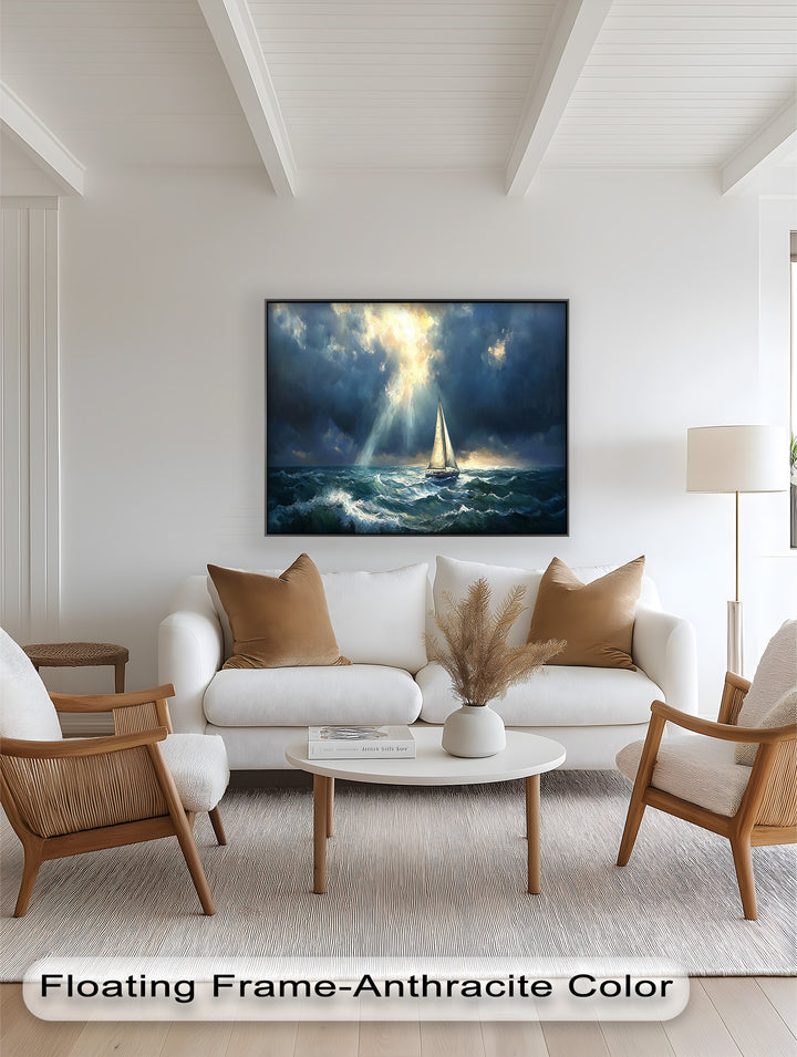 Stormy Horizon – Boat Oil Painting