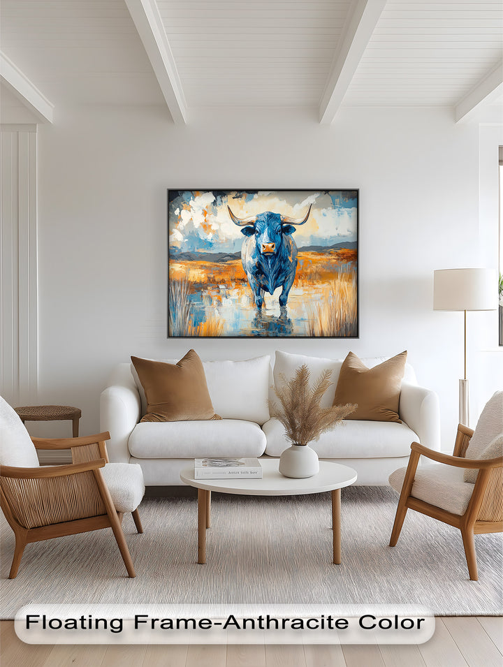 Blue Desert Bull – Animal Oil Painting