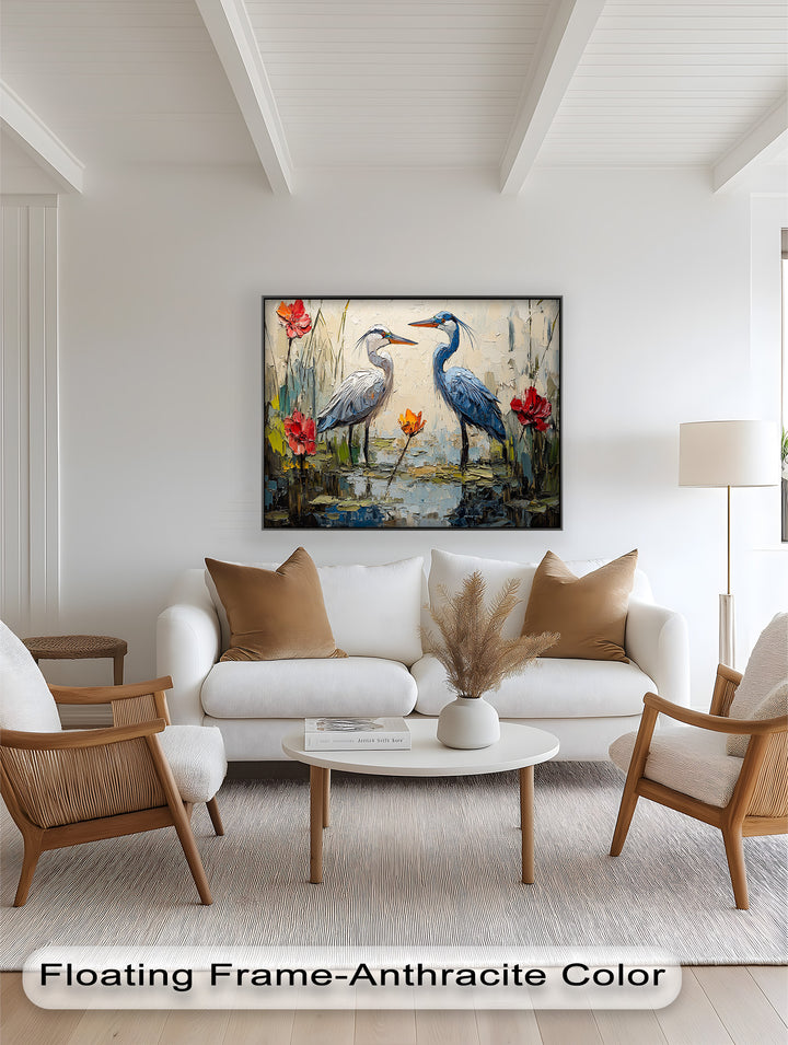 Pair of Herons – Animal Oil Painting