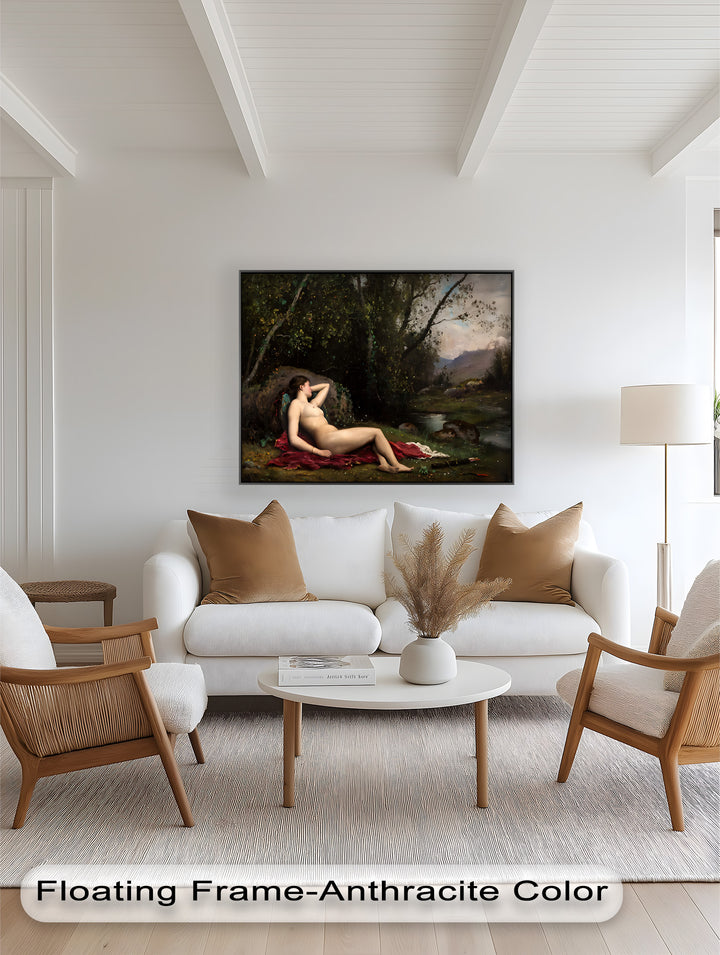Reclining Diana – Classical Goddess in Nature Renaissance Oil Painting
