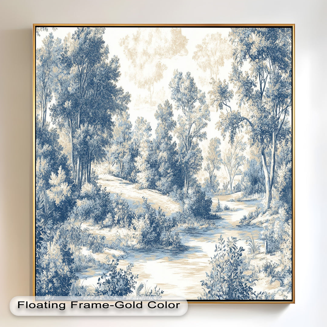 Classic Blue Woodland Scene – Vintage Oil Paintings