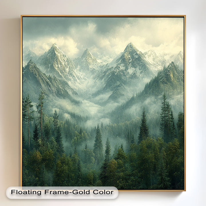 Misty Mountain Forest - Framed Oil Paintings
