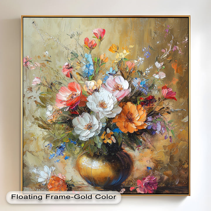 Radiant Bloom – Colorful Floral Oil Painting