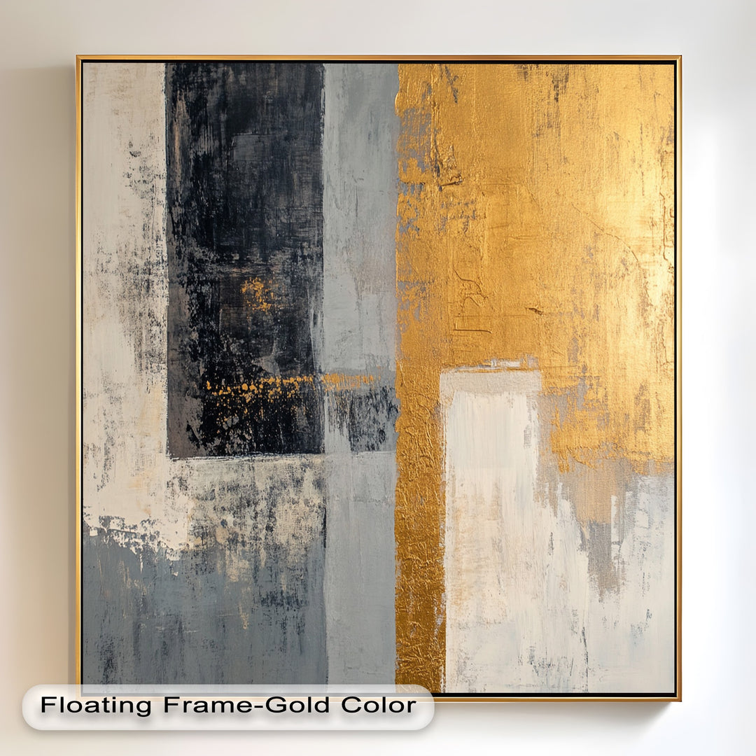 Golden Edge Abstract – Moderne Ölgemälde