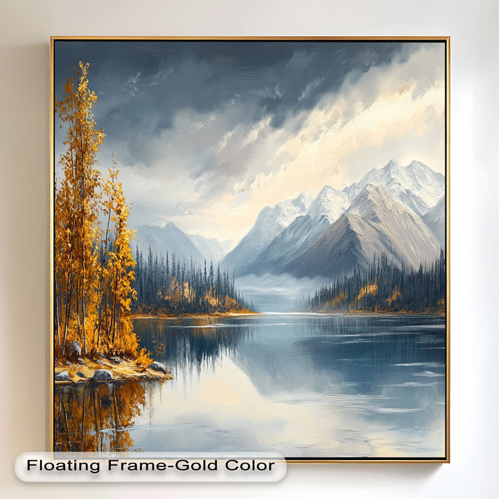 Goldener Herbstsee – Ölgemälde Berglandschaft
