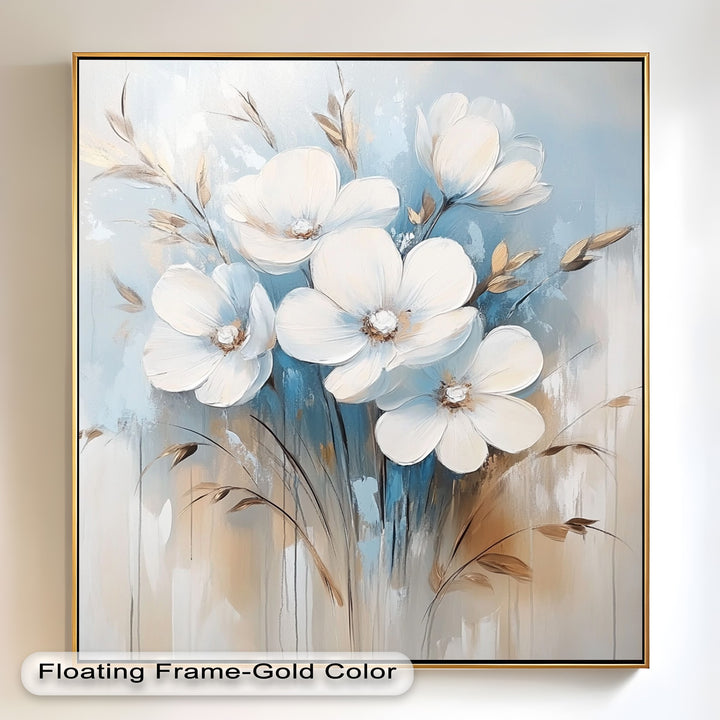Soft White Blossoms – Floral Oil Painting