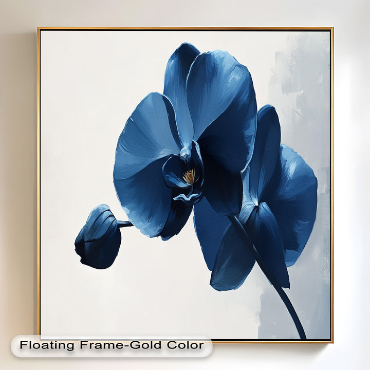 Blue Orchid Wall Art – Modern Floral Oil Painting