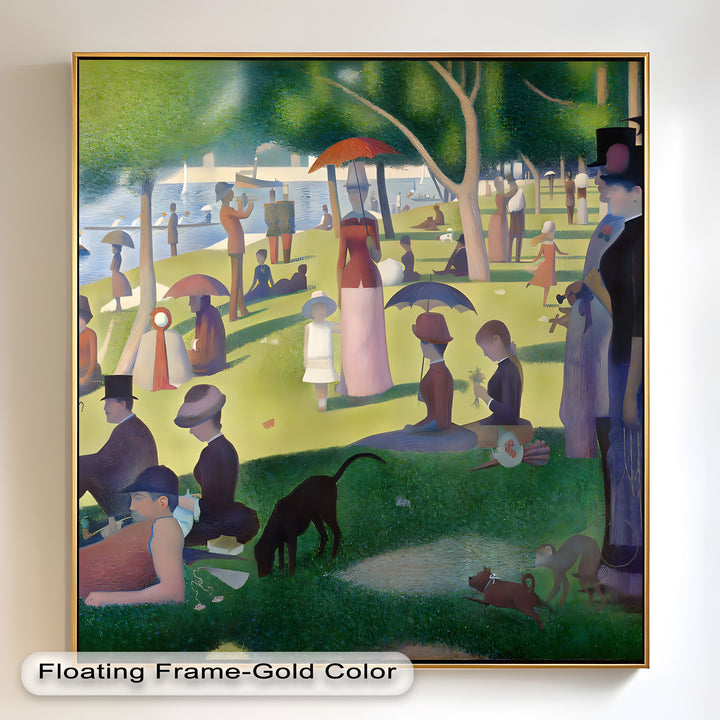 Sonntagsfreizeit am See – Pointillismus-Ölgemälde