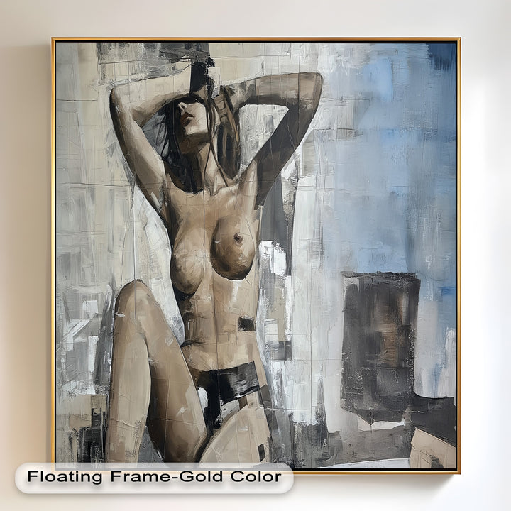Urban Solitude – Contemporary Nude Oil Painting in Monochrome Hues
