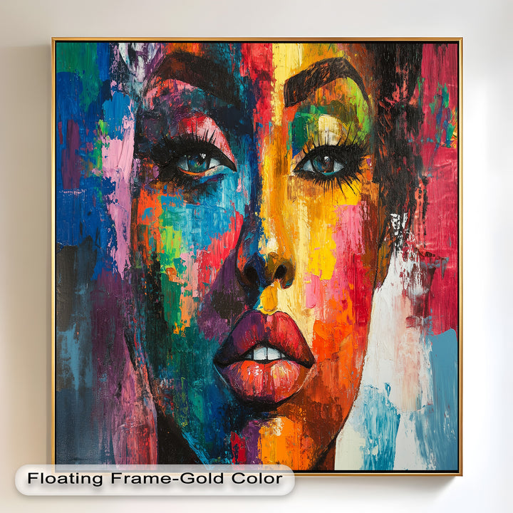 Color Reign – Vibrant Female Portrait Abstract Oil Painting