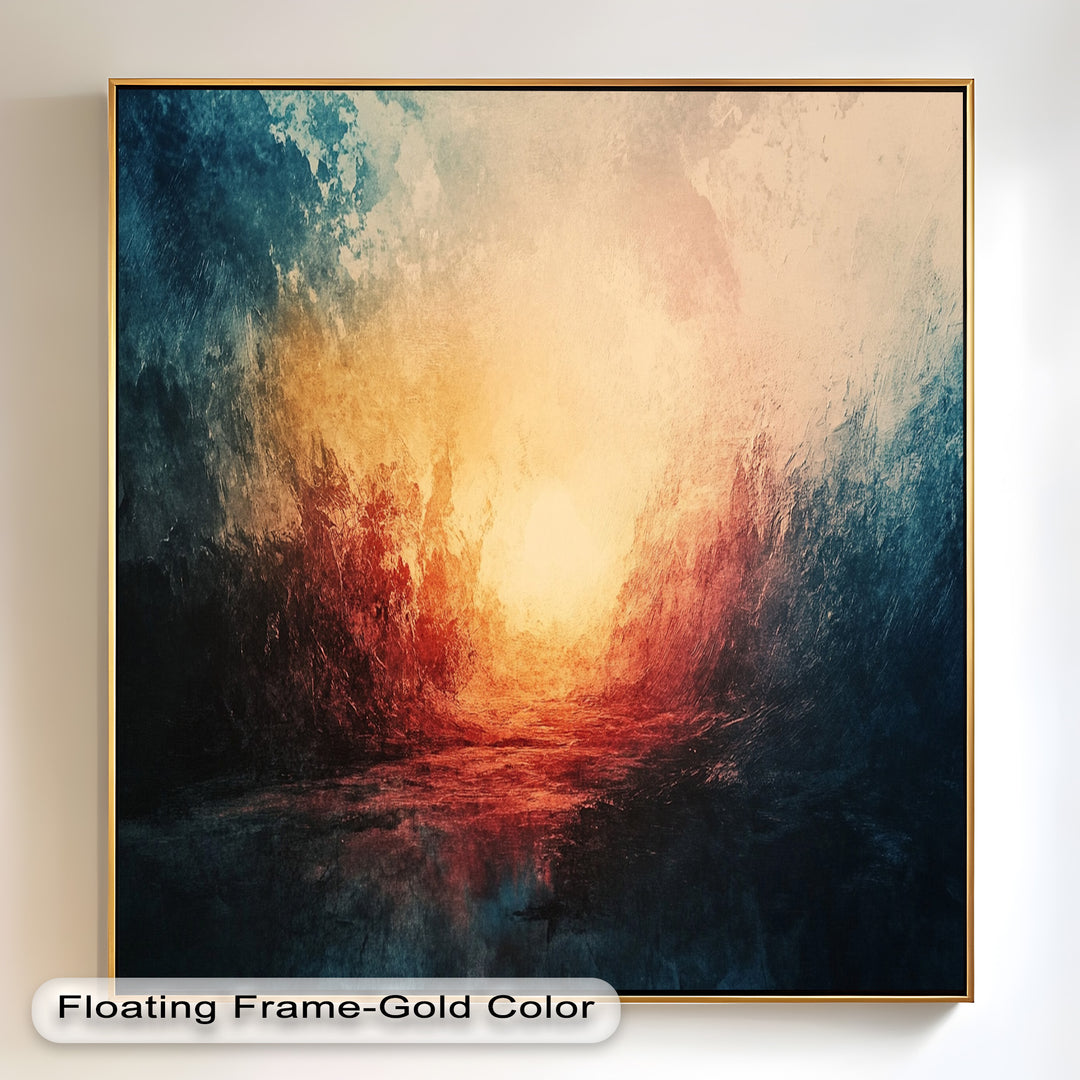 Eclipse Awakening – Feuriges Lichtexplosion-Abstraktes Ölgemälde