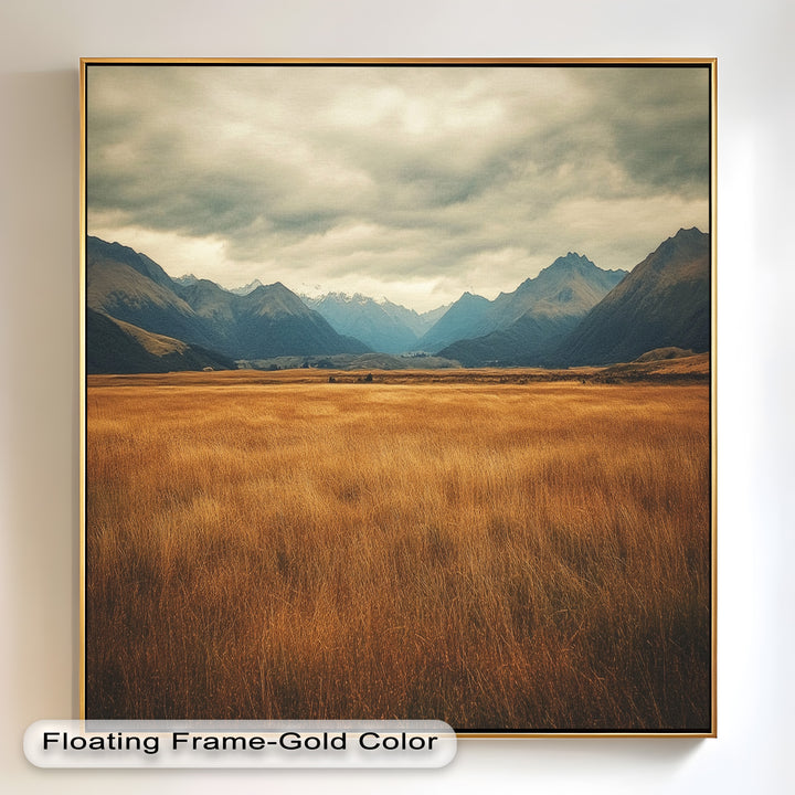 Ölgemälde Golden Meadow – Majestätische Berglandschaft
