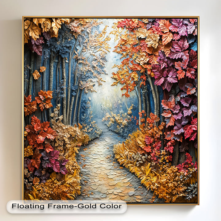 Gerahmte Kunst „Herbstpfad“ – Modernes Waldölgemälde