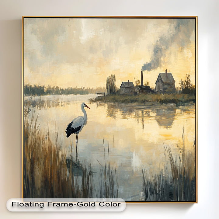 Stork at Dusk – Animal Oil Painting