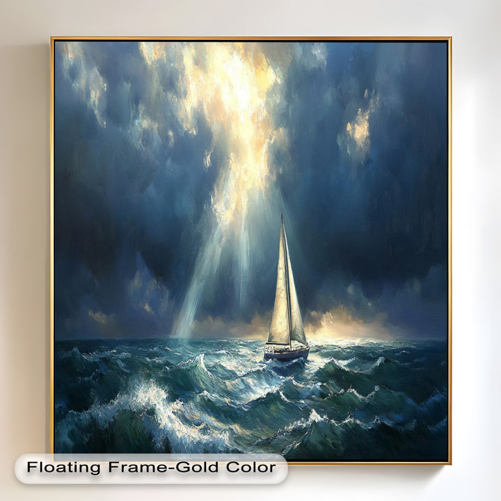 Stormy Horizon – Boat Oil Painting