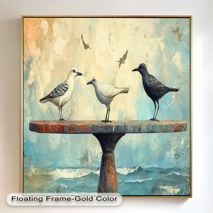 Surreal Birds on Pedestal – Animal Oil Painting