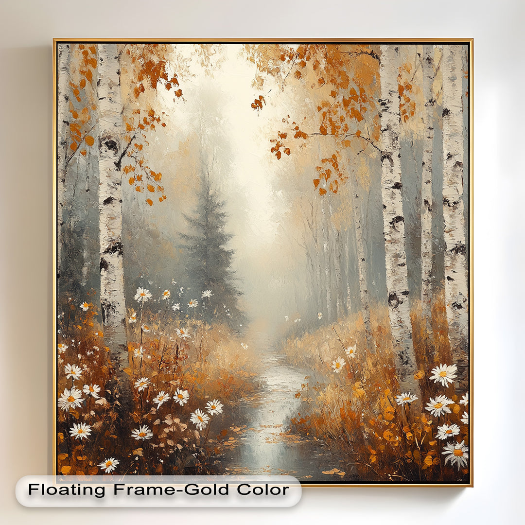 Golden Fall Leaves – Serene Autumn Oil Painting