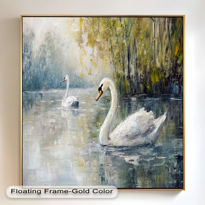 Swans on the Lake – Animal Oil Painting