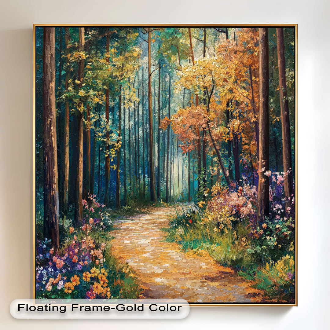 Colored Autumn Forest – Vibrant Oil Painting