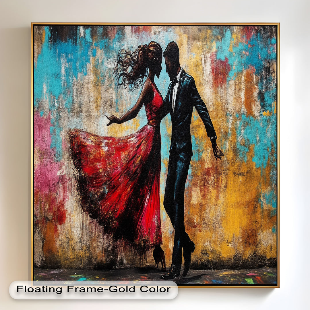 Whirl of Passion – Dancing Lovers in Red Love Oil Painting