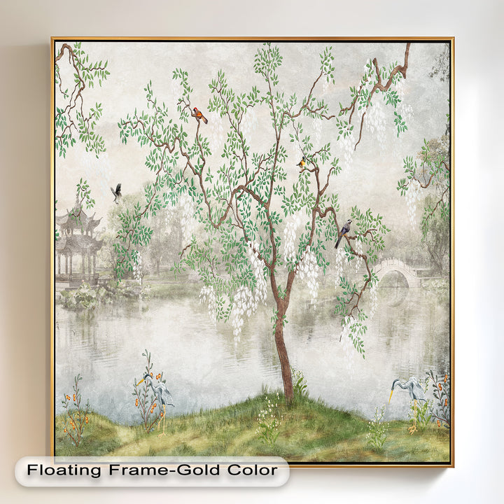 Chinoiserie-Baum – Elegantes orientalisches Ölgemälde