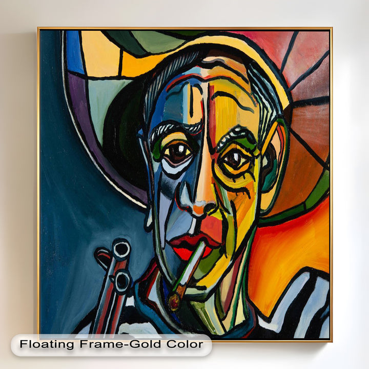 Rebel's Gaze – Bold Cubist Portrait Picasso Oil Painting