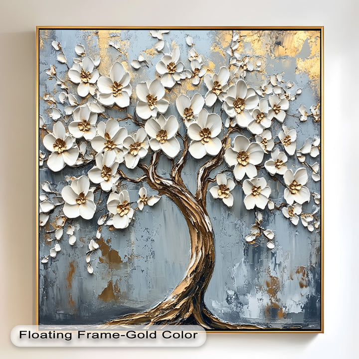 Golden Blossom Tree – Floral Oil Painting