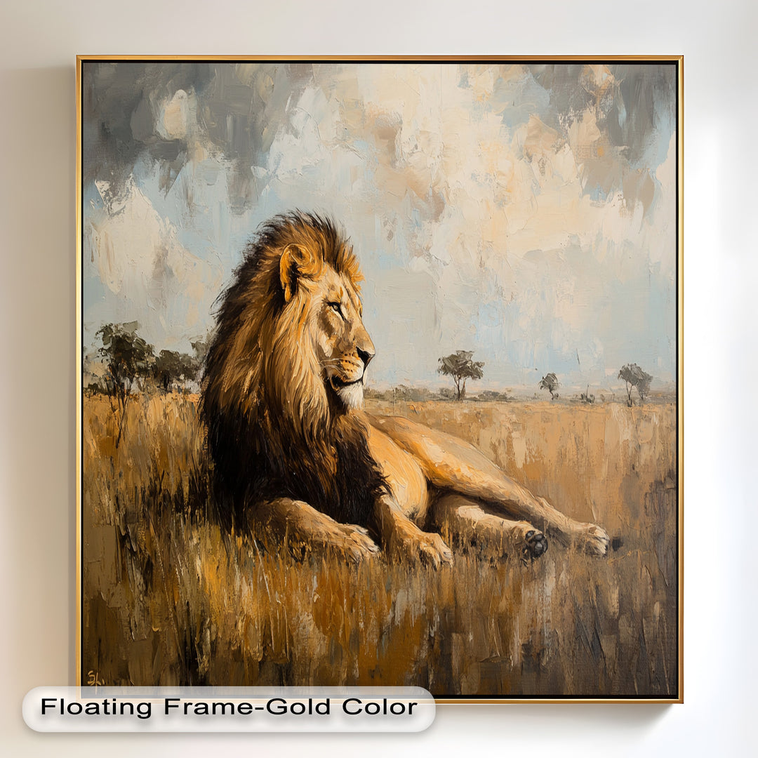 Majestic Serengeti King – Regal Lion Oil Painting