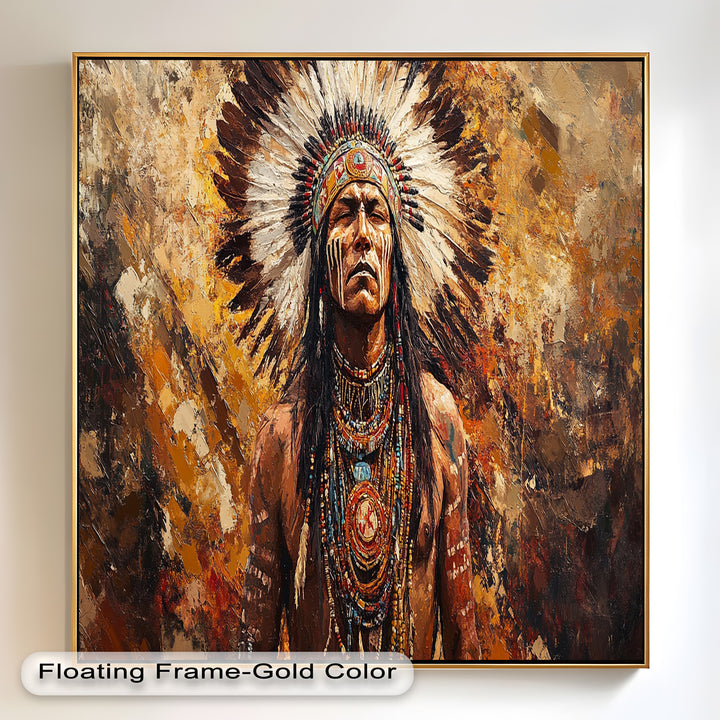 Sacred Flame – Tribal Warrior Portrait Oil Painting