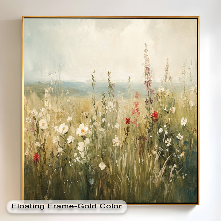 Nostalgic Feel – Serene Wildflower Oil Painting