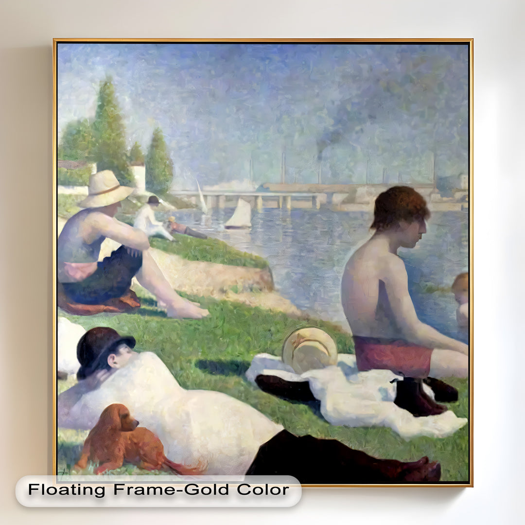 Nachmittagslicht am Flussufer – Pointillismus-Ölgemälde