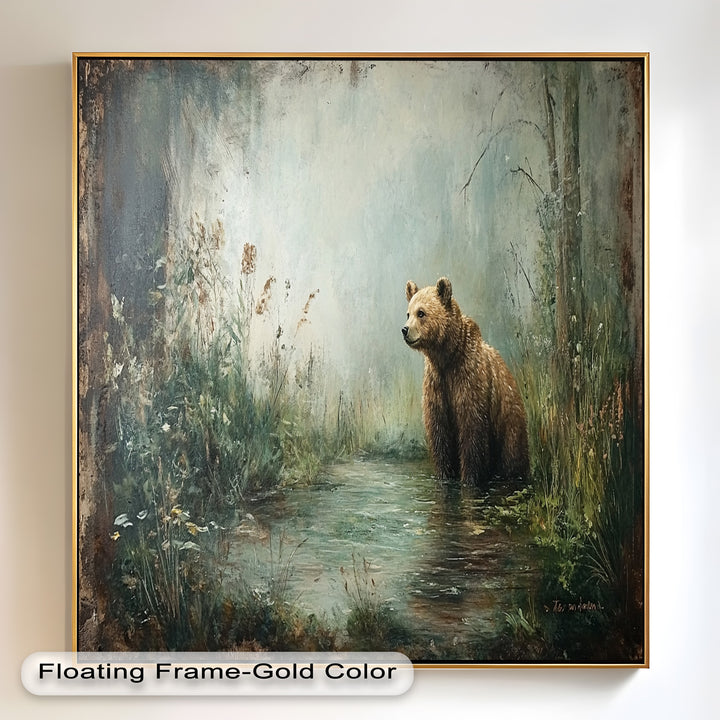 Brown Bear by the Water - Animal Oil Painting