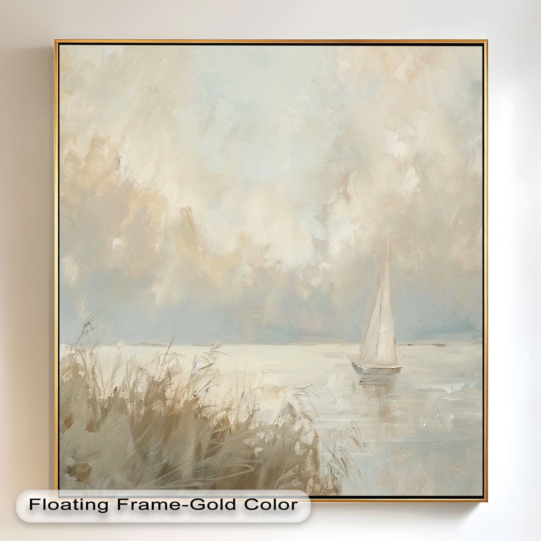 Lake Sailboat – Tranquil Waterscape Oil Painting