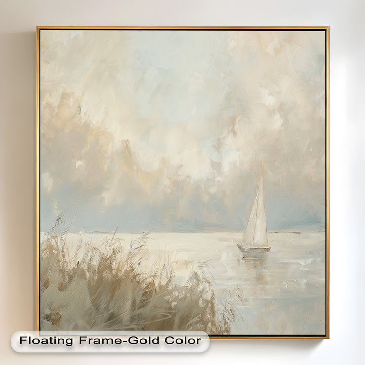 Lake Sailboat – Tranquil Waterscape Oil Painting
