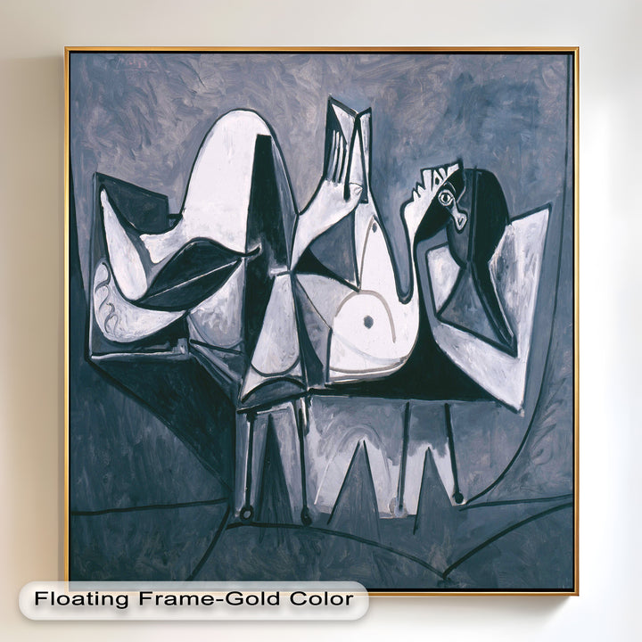 Geometry of Stillness – Monochrome Reclining Picasso Oil Painting